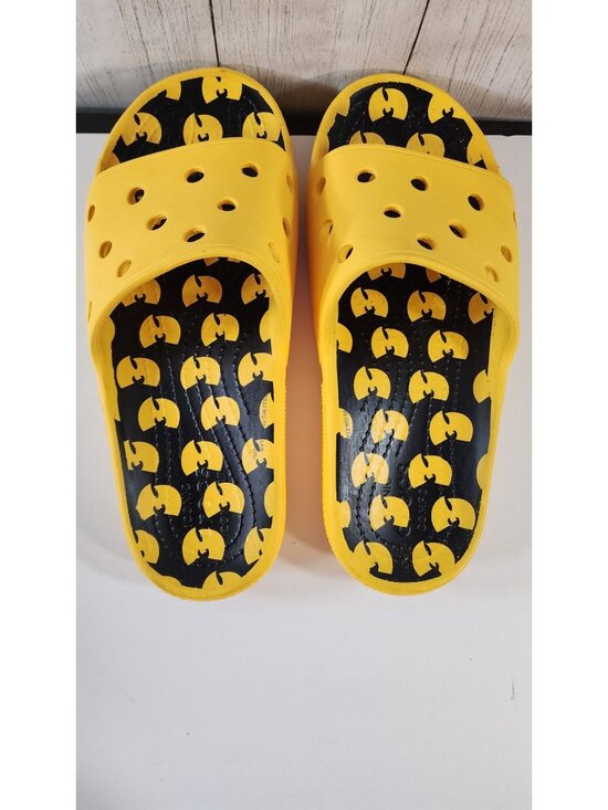 RARE CROCS X WU TANG CLAN YELLOW BLACK SLIDES M 8 W 10 LIMITED EDITION NO JIBITZ main image 11